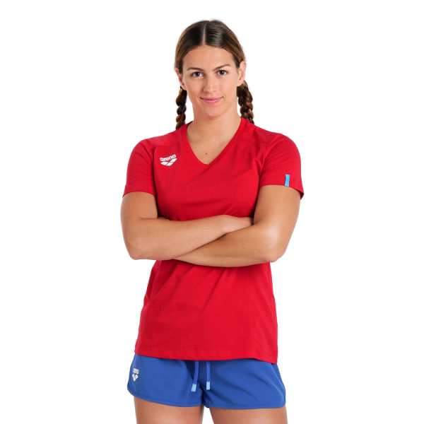 Arena W Team T-Shirt Panel L red Damen
