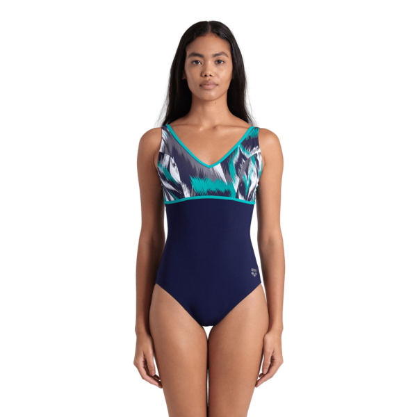 Arena W Bodylift Swimsuit Jennifer Wing Back C Cup D 38 navy multi/navy/bali green Damen