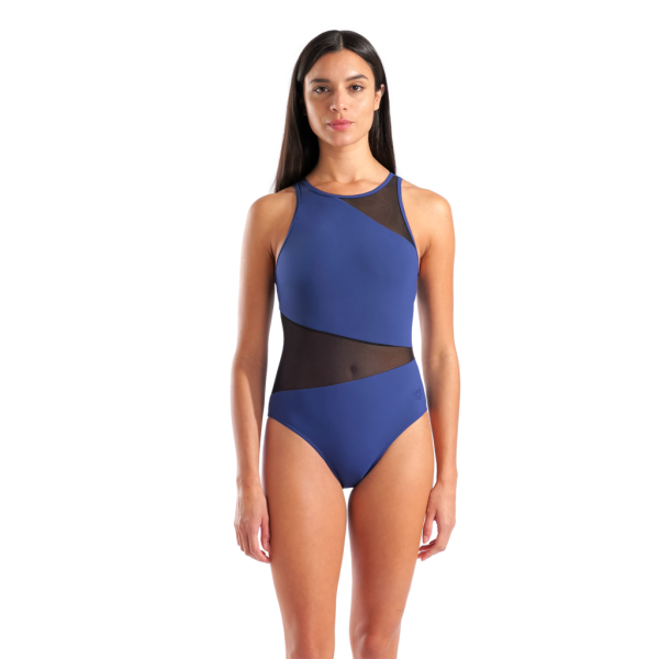 Arena W Arena Mesh Angle Swimsuit Vent Back B D 34 navy Damen